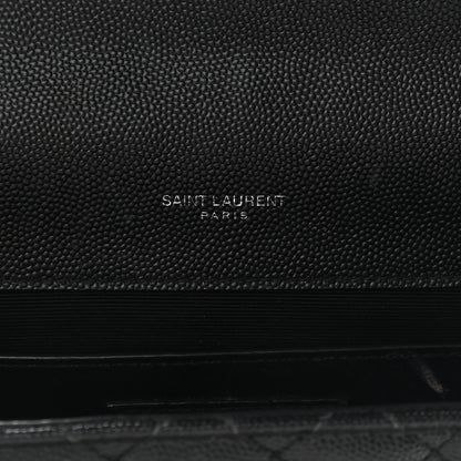 Saint Laurent Grain De Poudre Textured Mixed Matelasse Triquilt Medium Monogram Satchel Black 7 of 10