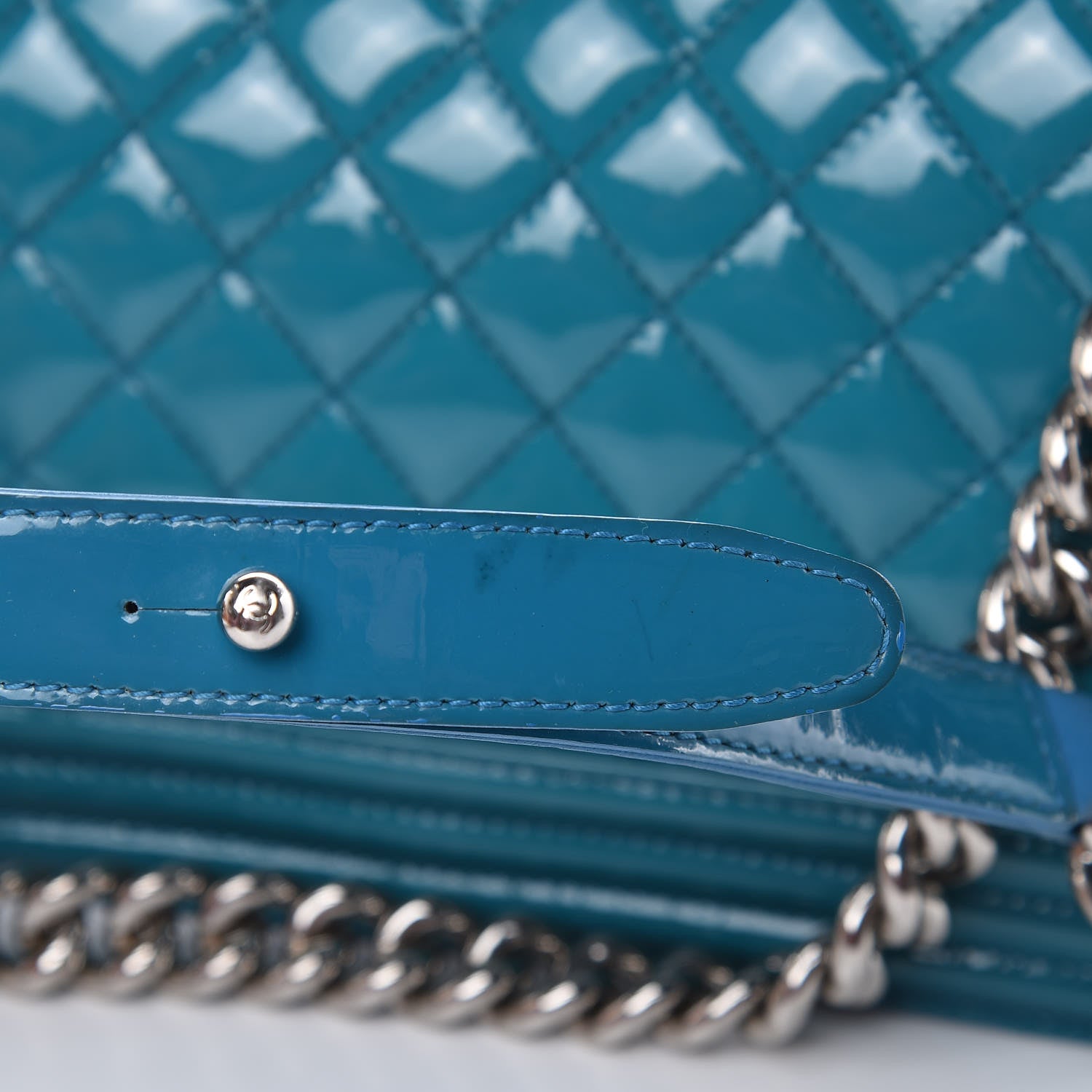 Chanel Patent Calfskin Medium Plexiglass Boy Flap Blue 18 of 20