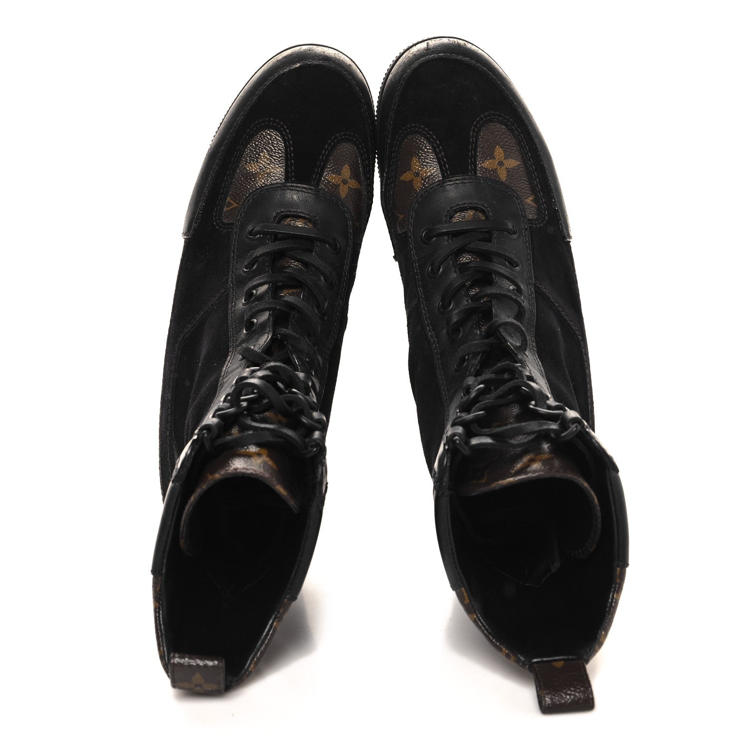 Louis Vuitton Suede Calfskin Monogram Laureate Platform Desert Boots 38.5 Black 2 of 8