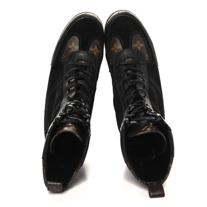 Louis Vuitton Suede Calfskin Monogram Laureate Platform Desert Boots 38.5 Black 2 of 8