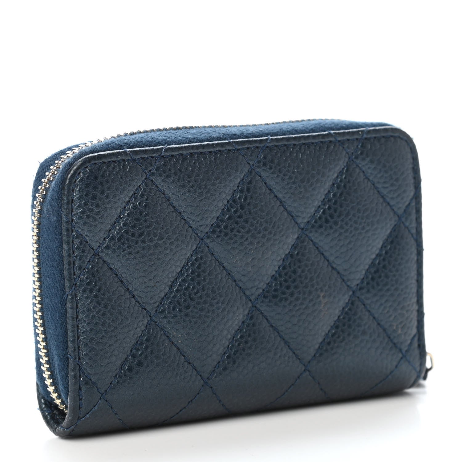 Chanel Iridescent Caviar Quilted Zip Coin Purse Dark Blue 2 of 4