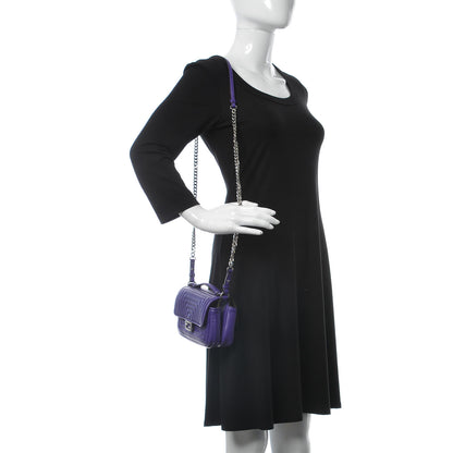 Fendi Shiny Nappa Trapuntata Micro Double Baguette Purple 2 of 7