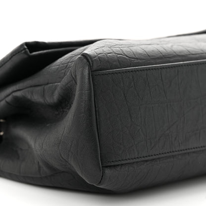 Saint Laurent Calfskin Crocodile Embossed Medium West Hollywood Monogram Fold-Over Bag 9 of 11