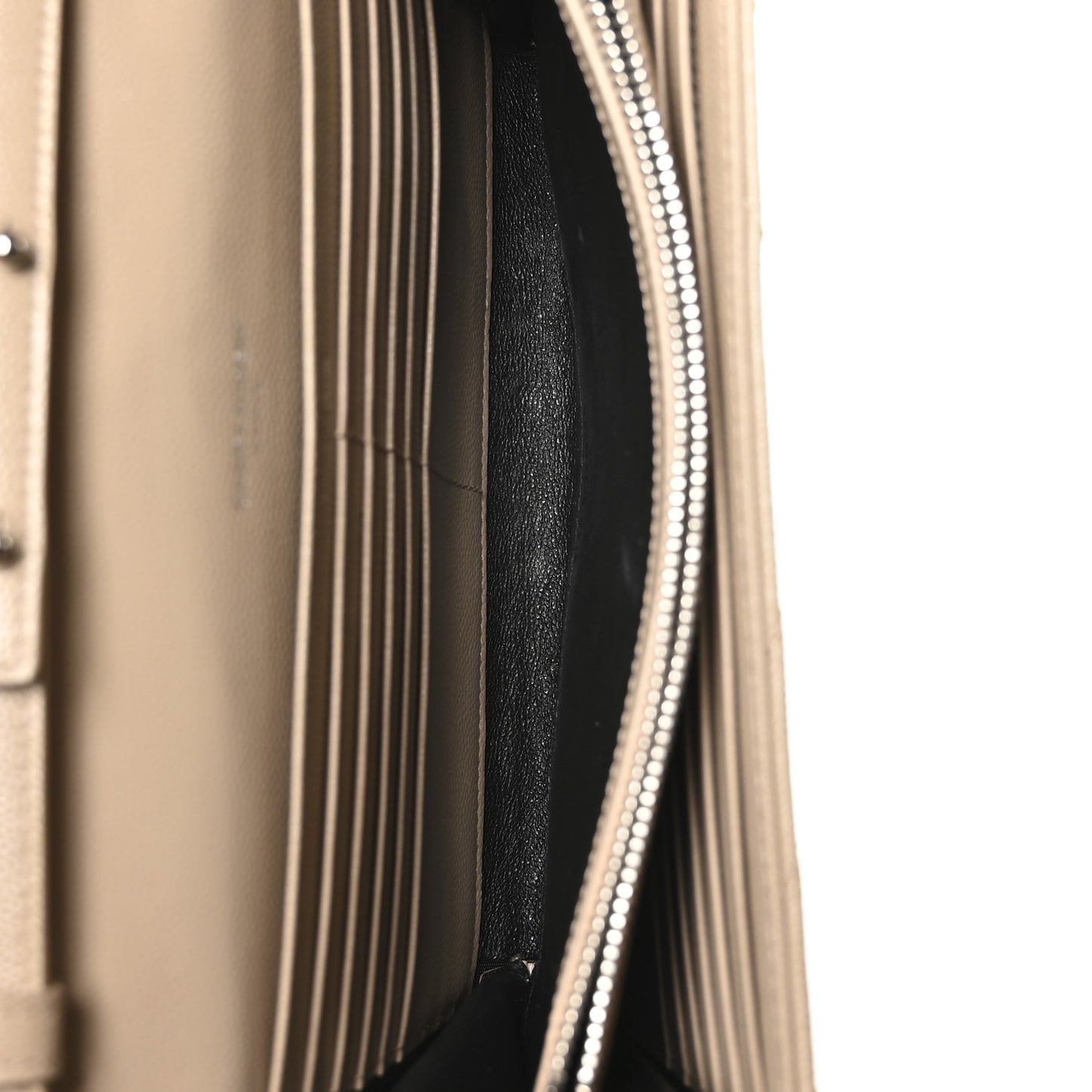 Grain De Poudre Matelasse Chevron Monogram Chain Wallet Dark Beige
