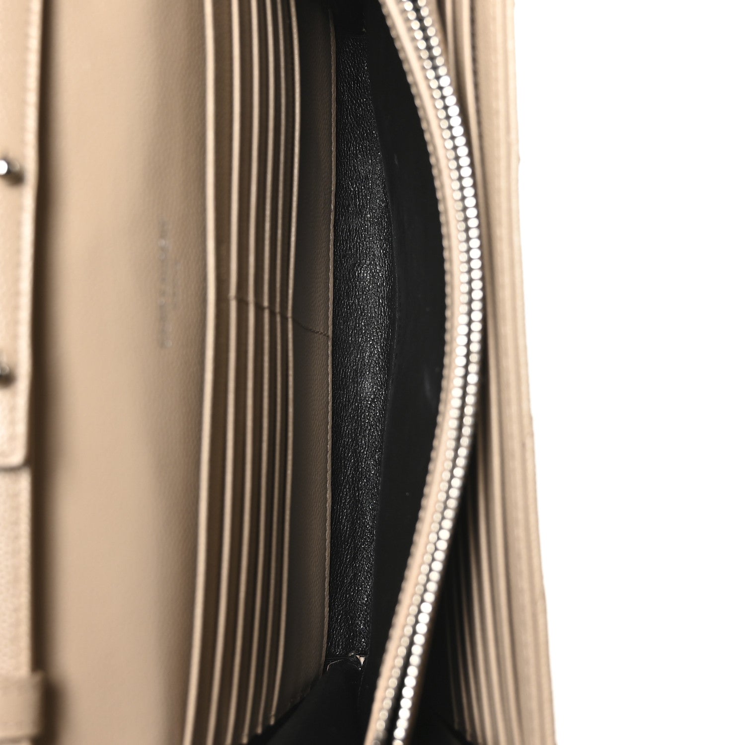 Saint Laurent Grain De Poudre Matelasse Chevron Monogram Chain Wallet Dark Beige 5 of 10