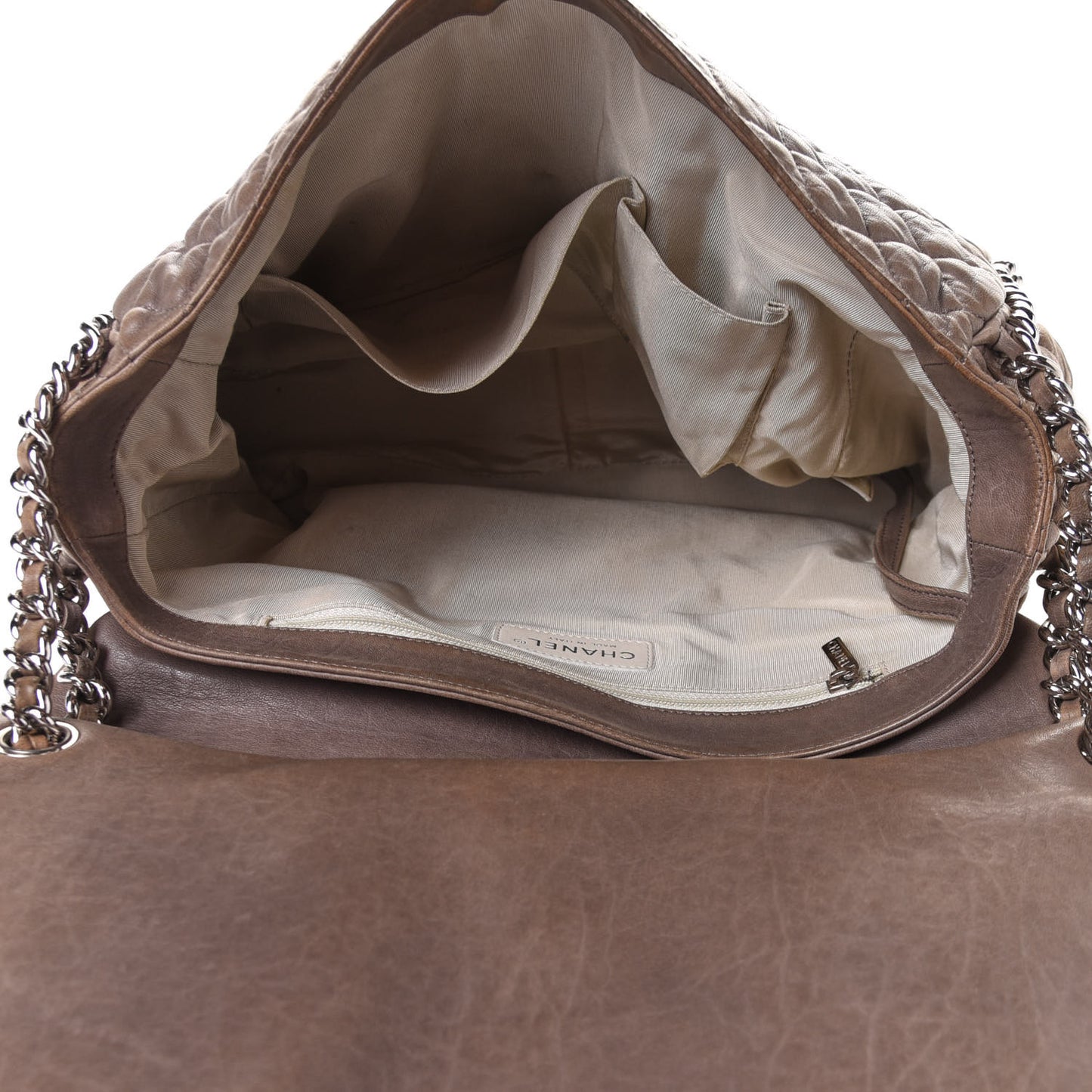 Washed Lambskin Quilted Maxi Chain Around Flap Taupe