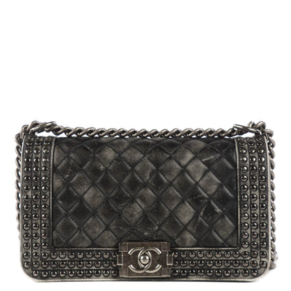 Chanel Faded Calfskin Medium Studded Boy Flap Black 1 of 11
