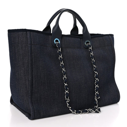 Chanel Denim Medium Deauville Tote Dark Blue 3 of 10