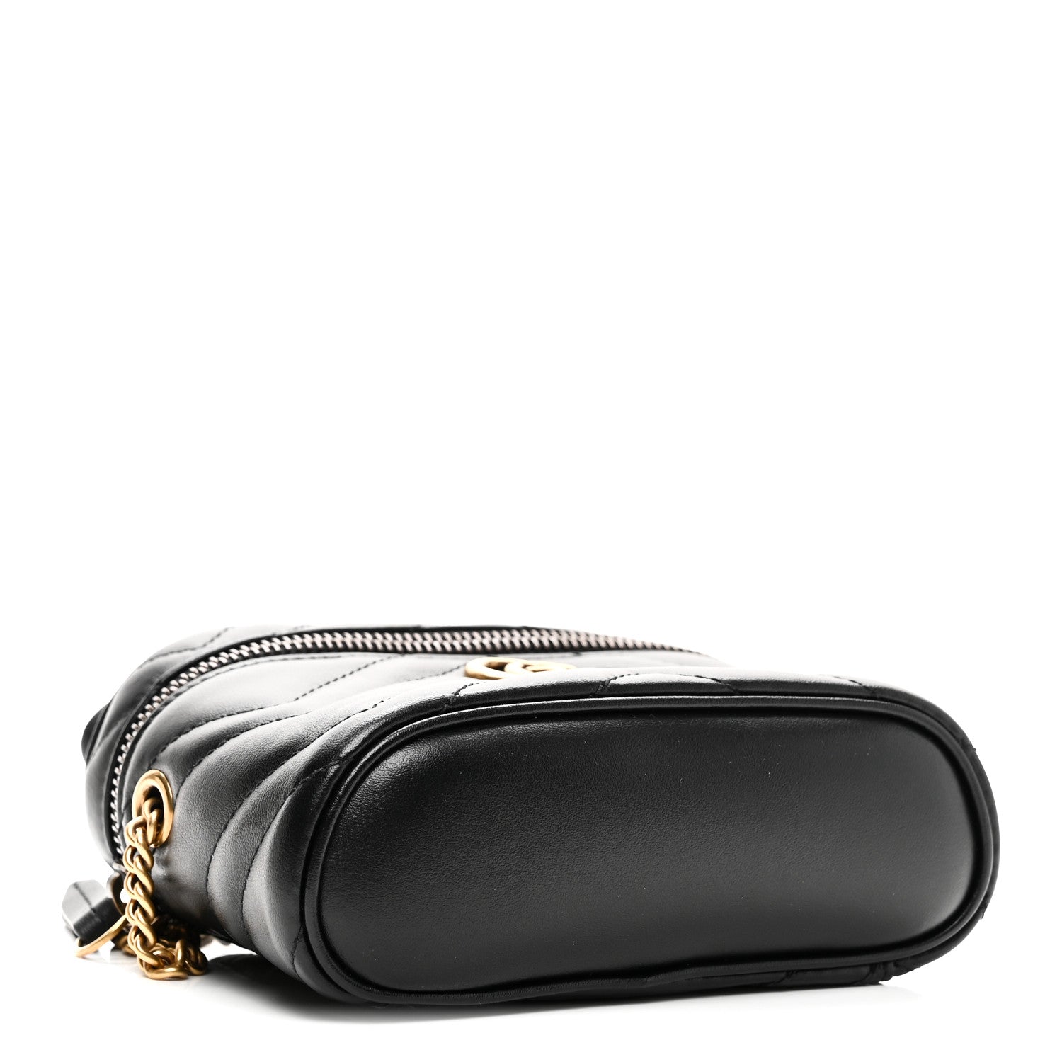 Gucci Calfskin Matelasse Chevron Mini GG Marmont Top Handle Bag Black 4 of 10