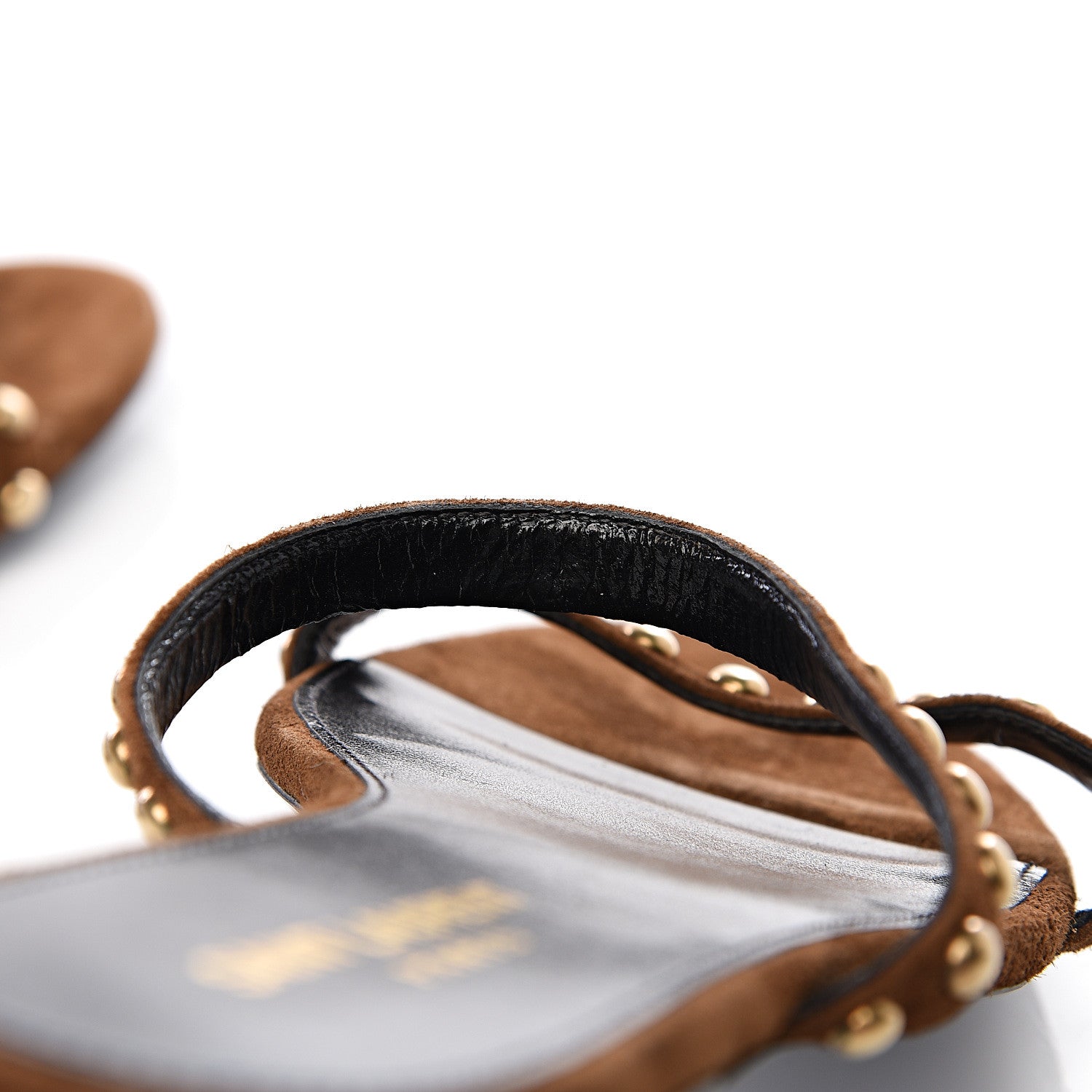 Saint Laurent Suede Embellished Kiki Sandals 37.5 Brown 7 of 9