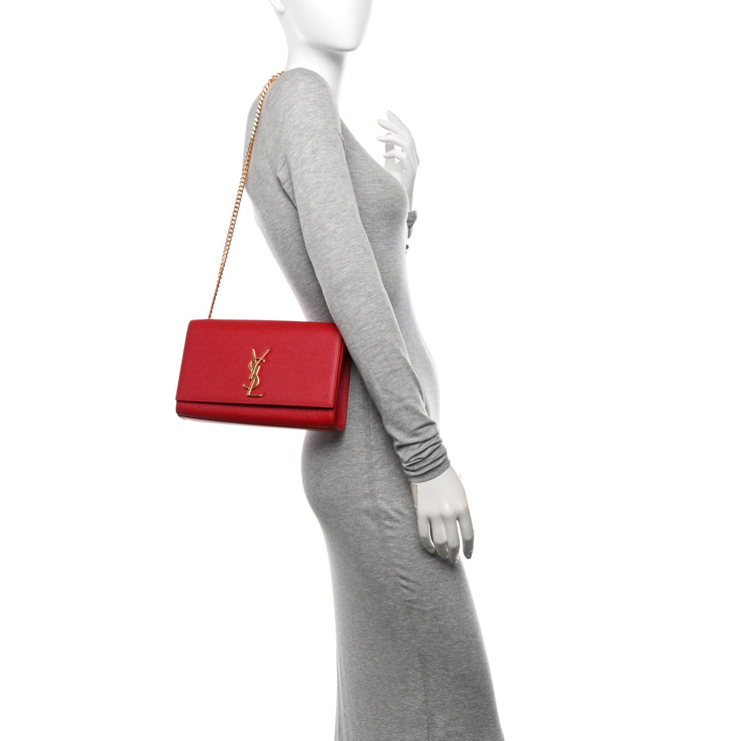 Grain De Poudre Medium Monogram Kate Satchel Red