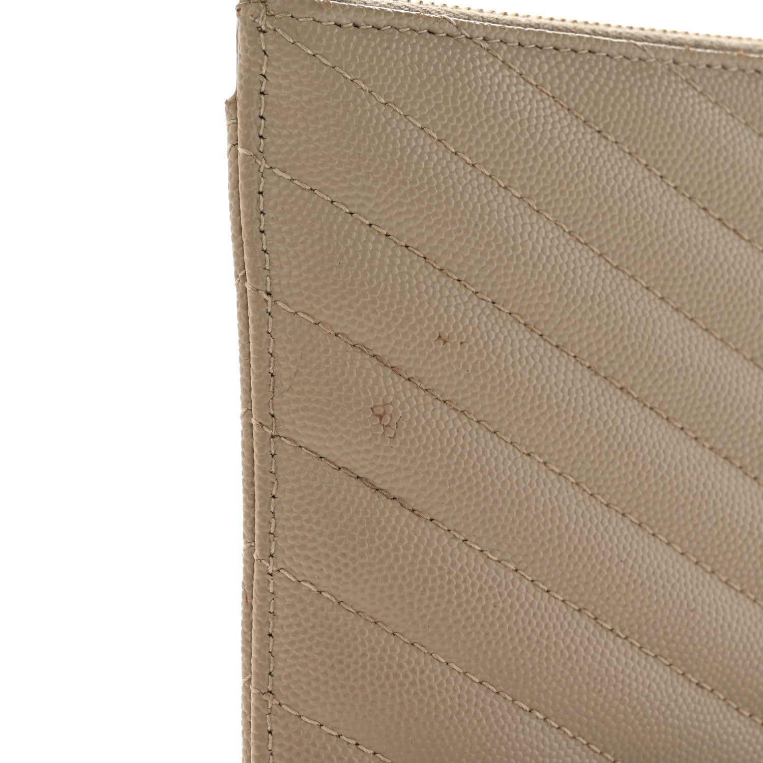 Saint Laurent Grain De Poudre Chevron Monogram Bill Pouch Sea Salt 10 of 13