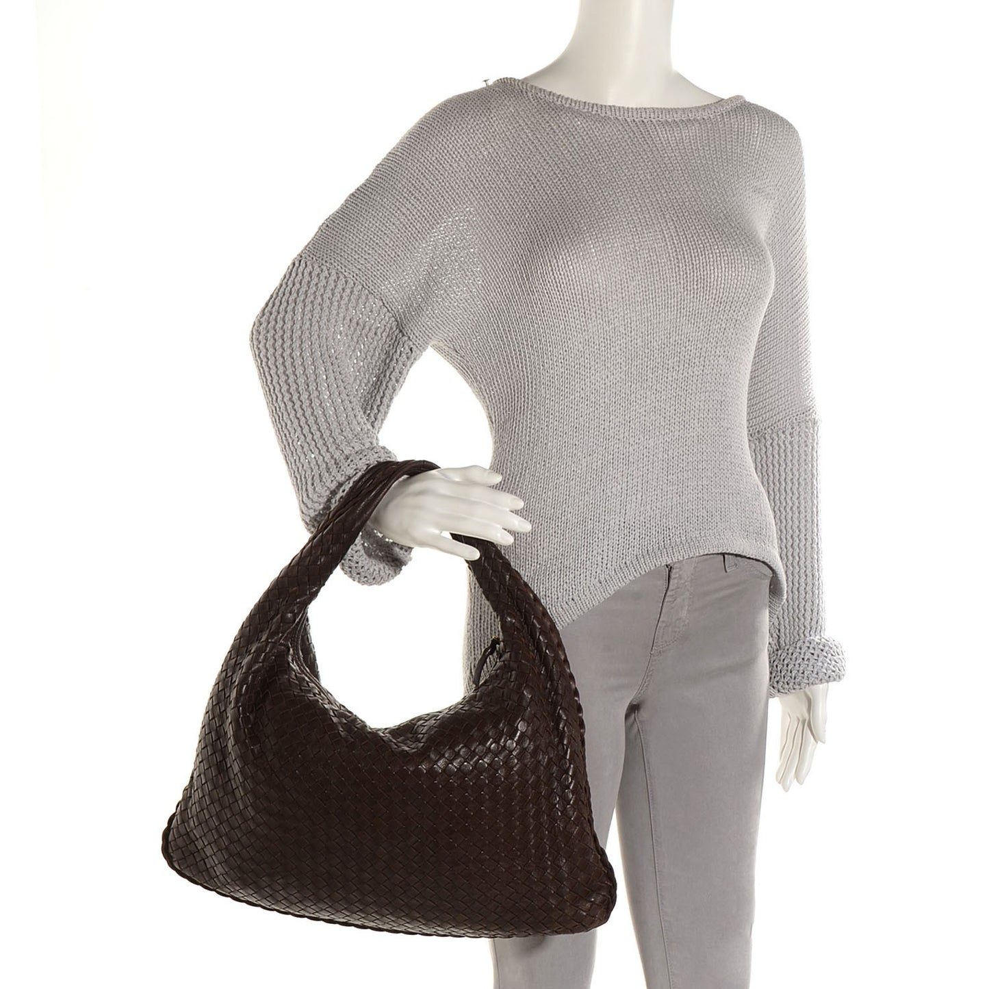 Nappa Intrecciato Large Veneta Hobo Ebano