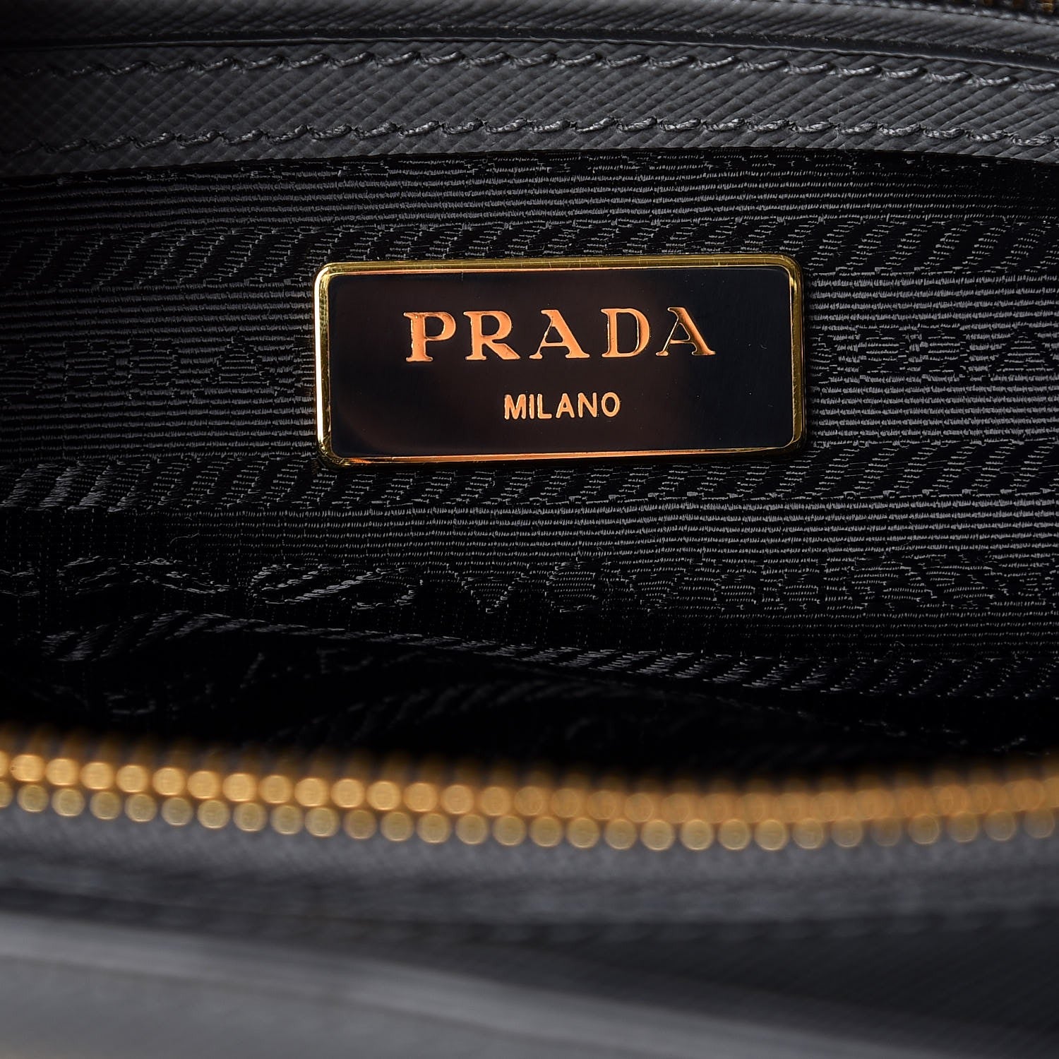 Prada Saffiano Lux Bi-Color Medium Tote Mercurio Black 6 of 7
