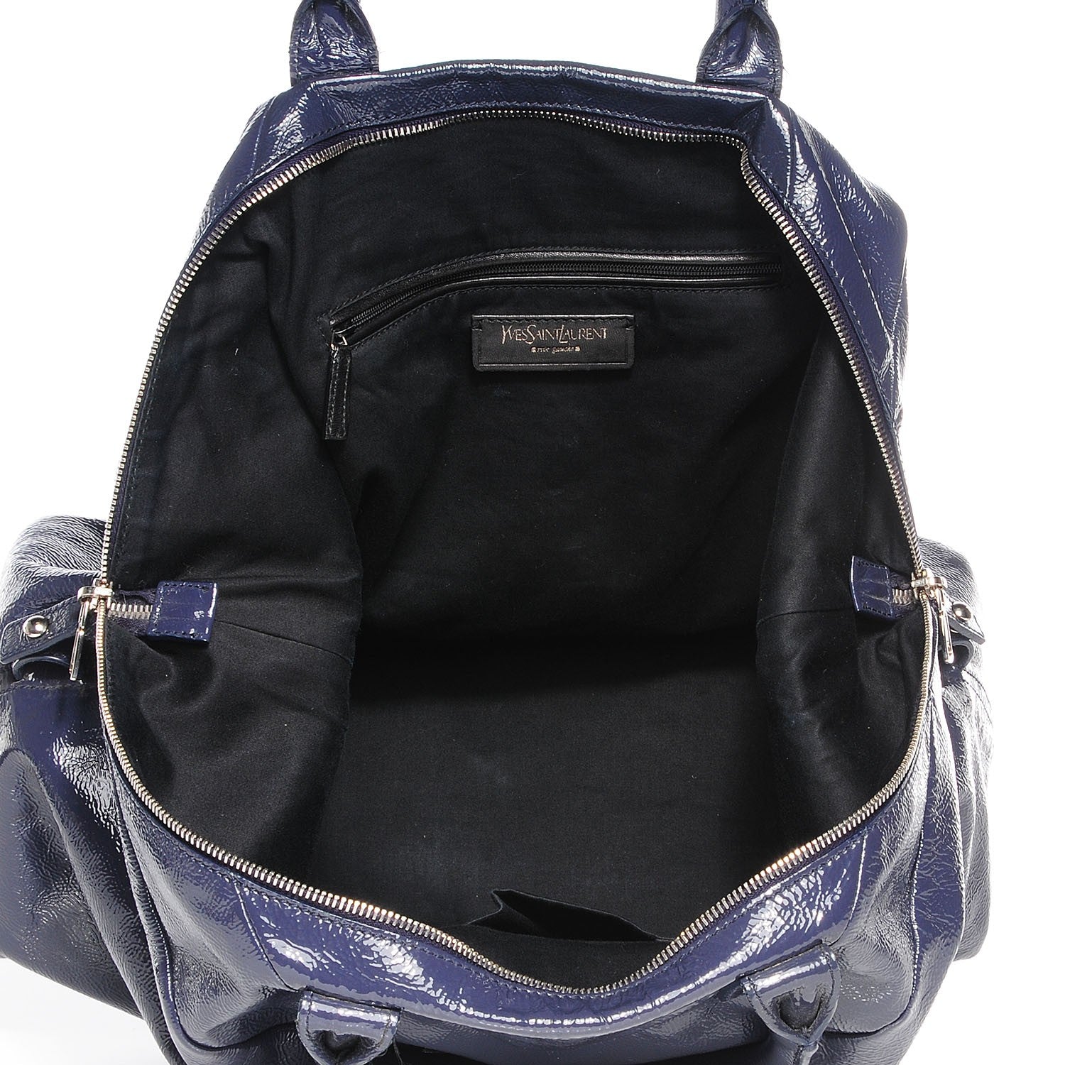 Saint Laurent Textured Patent Medium Easy Sac Navy Blue 7 of 7