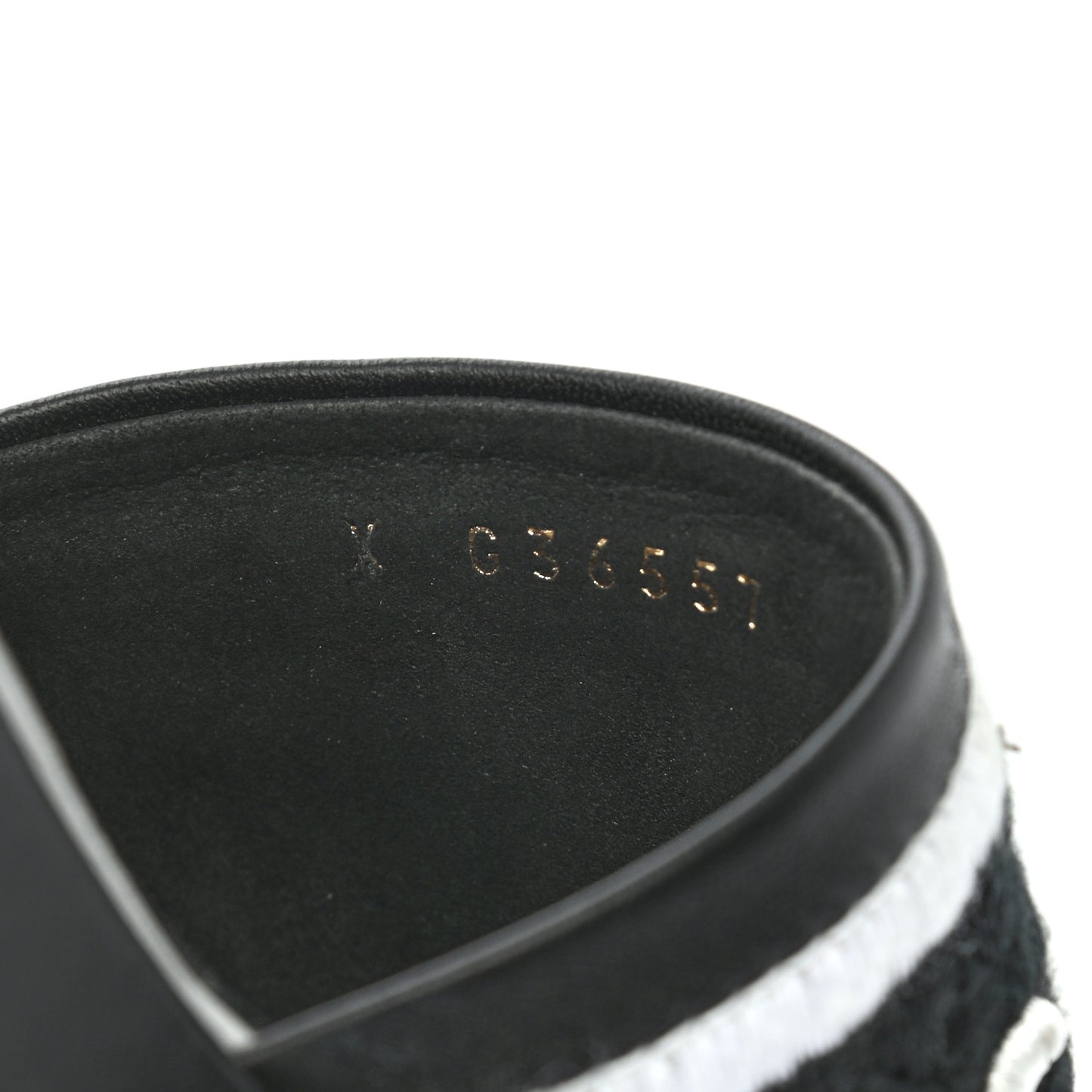 Lambskin Embroidered CC Mule Sandal 36 Black White