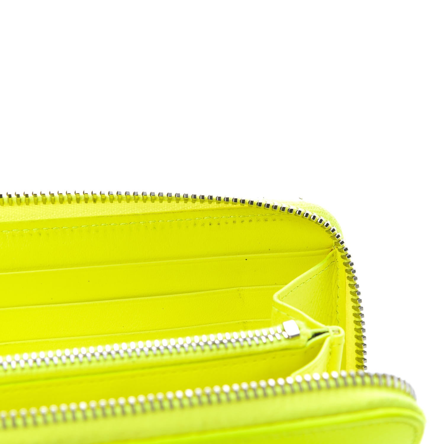 Saint Laurent Grain De Poudre Classic Zip Around Wallet Neon Yellow 9 of 9