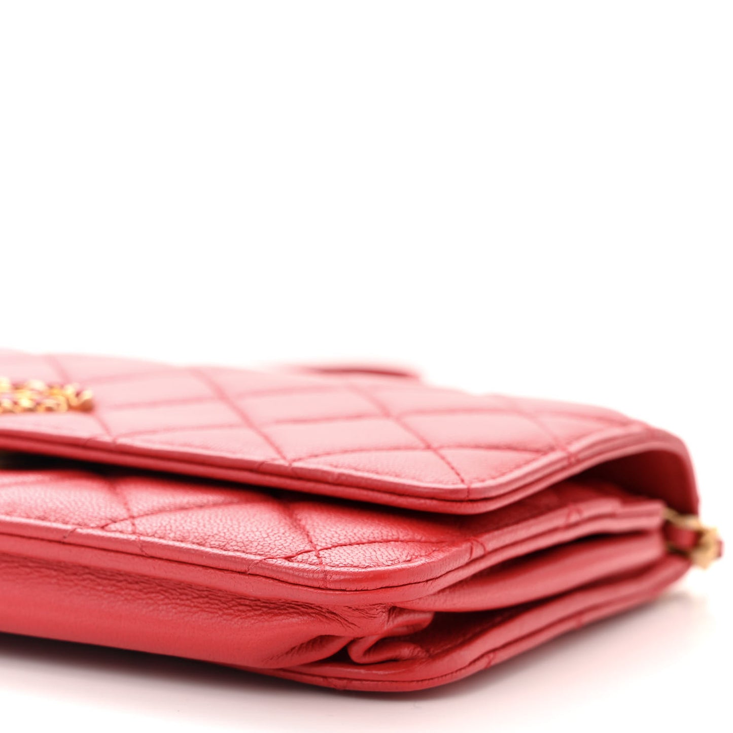 Lambskin Quilted Infinity Wallet On Chain WOC Red