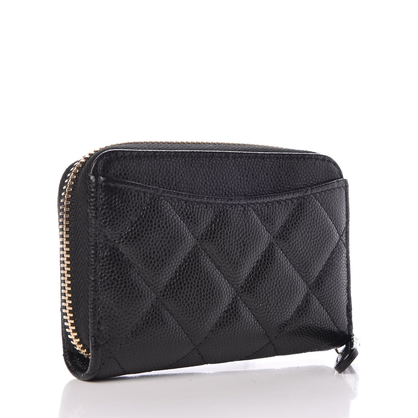 Caviar Quilted Zip Coin Purse Black