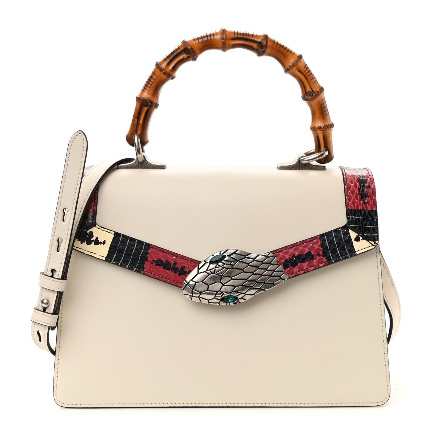 Calfskin Snakeskin Small Lilith Top Handle Bag White