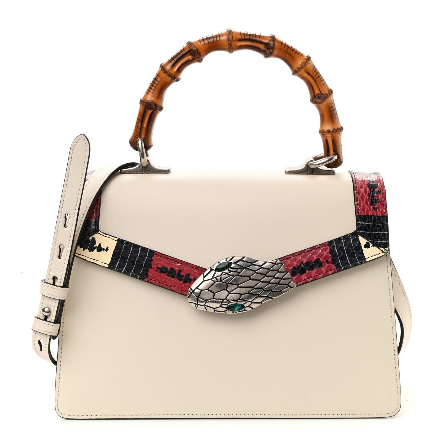 Gucci Calfskin Snakeskin Small Lilith Top Handle Bag White 1 of 8