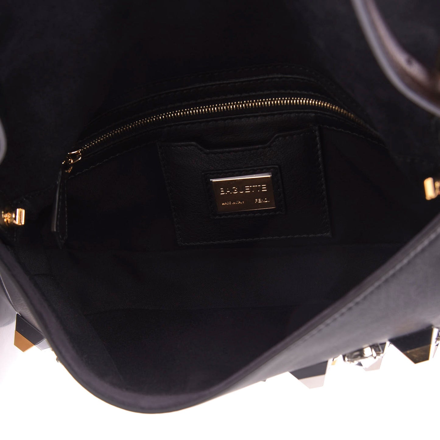 Vitello Dolce Studded Baguette Black Gold
