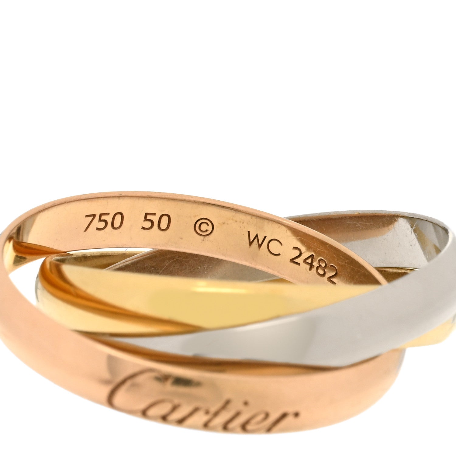 Cartier 18K Pink Yellow White Gold Classic Trinity Ring 50 5.25 4 of 4