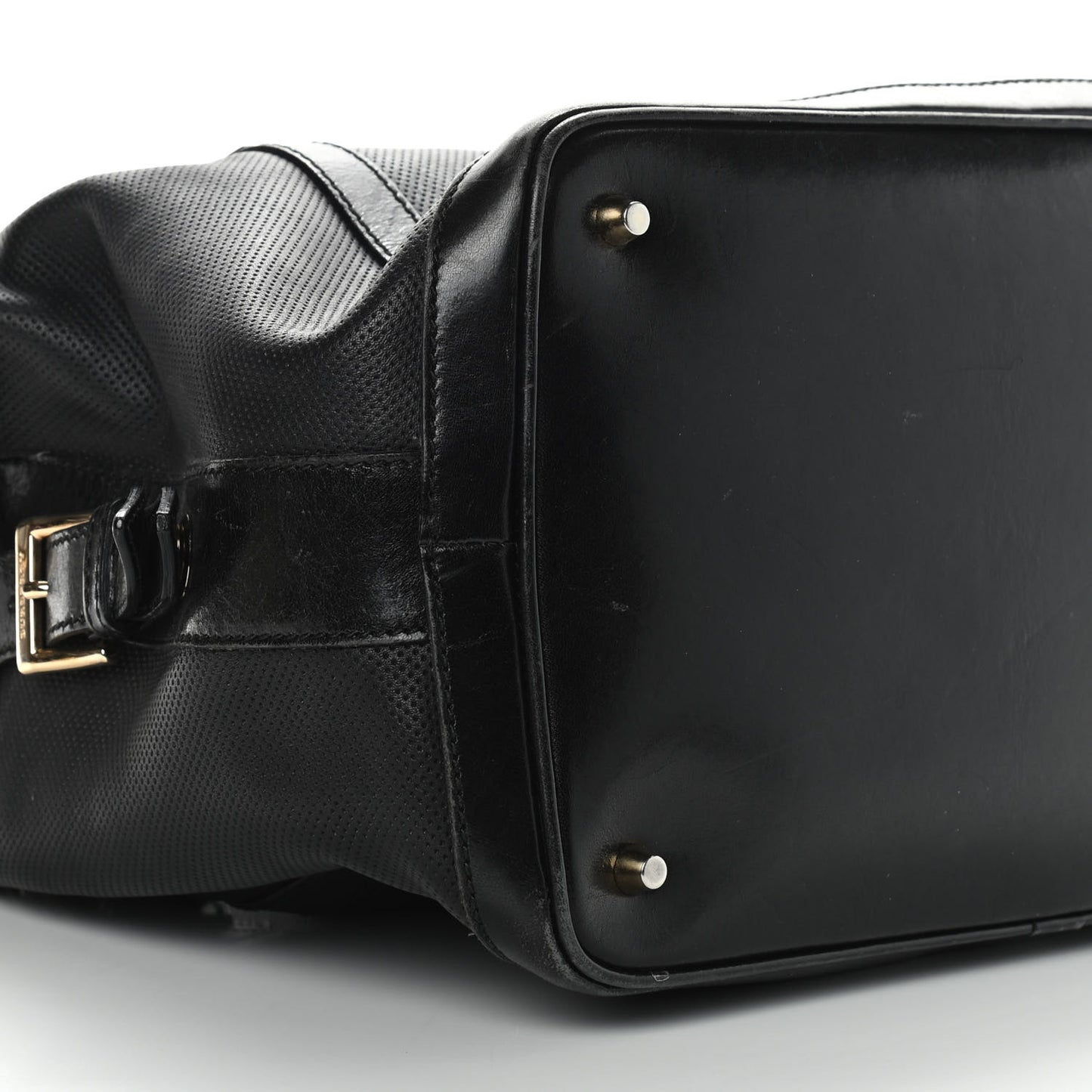 Calfskin Perforated Ellers Satchel Black
