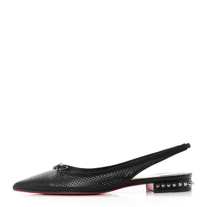 Christian Louboutin Nappa Spiked Hall Slingback Flats 39.5 Black 1 of 10