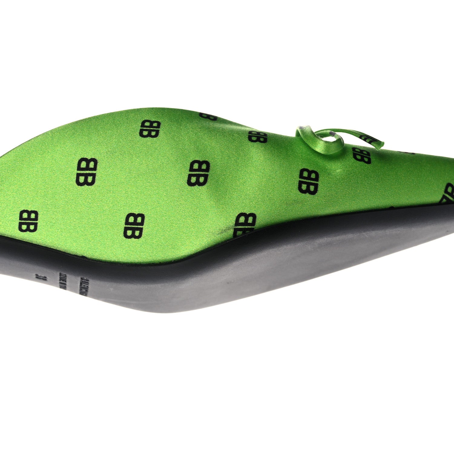 Balenciaga Crepe Satin BB Printed Knife Pointed Toe 40mm Mules 38 Green Fluo Black 10 of 11