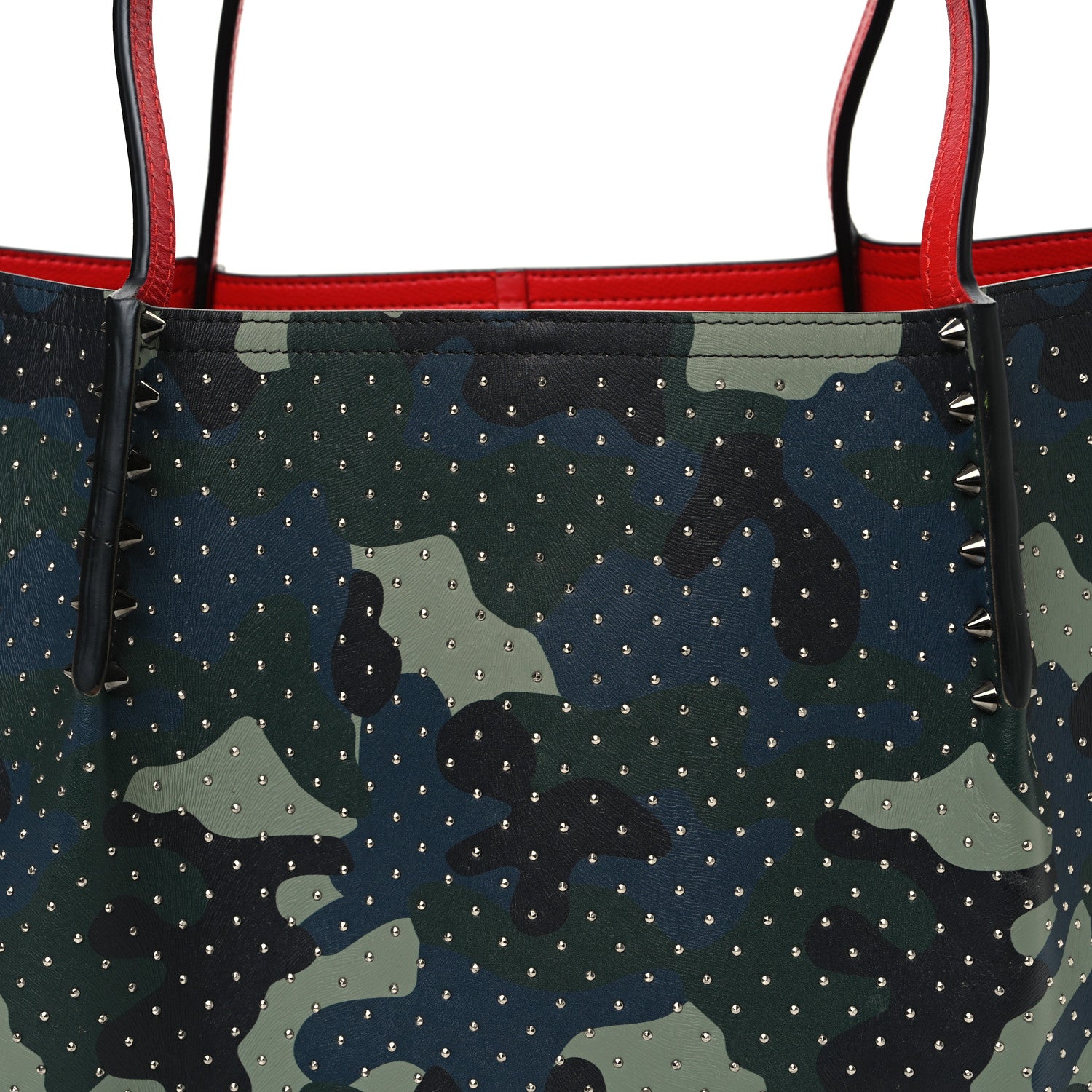 Christian Louboutin Calfskin Spiked Camouflage Large Cabarock Shopper Tote Multicolor 8 of 13