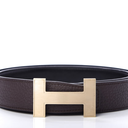 Hermes Box Togo 32mm Quizz H Belt 85 Black Chocolate 3 of 6