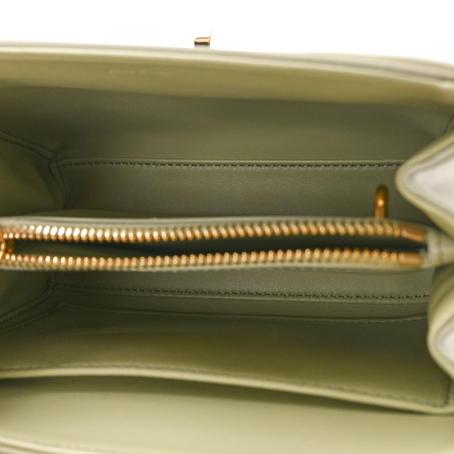 Satinated Calfskin Mini 16 Top Handle Bag Almond Green