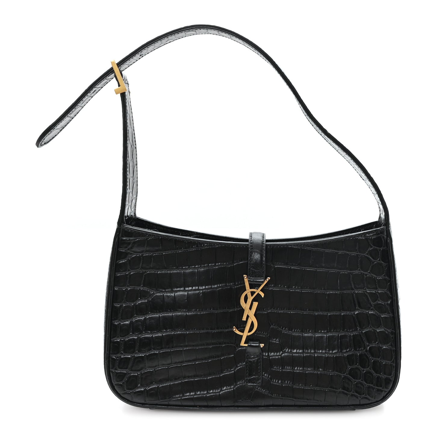 Calfskin Crocodile Embossed LE 5 A 7 Hobo Black