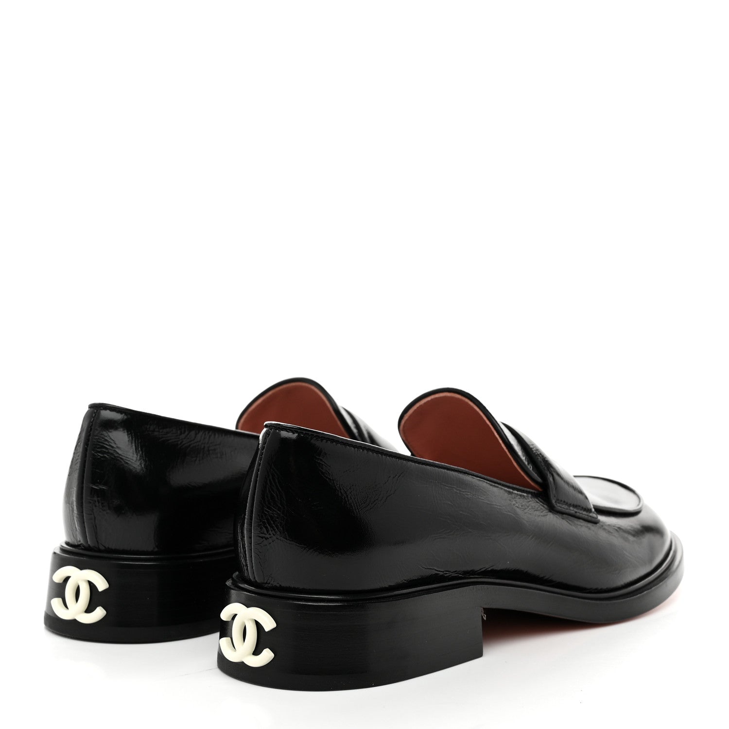 Chanel Shiny Crumpled Calfskin CC Loafers 36.5 Black 5 of 9