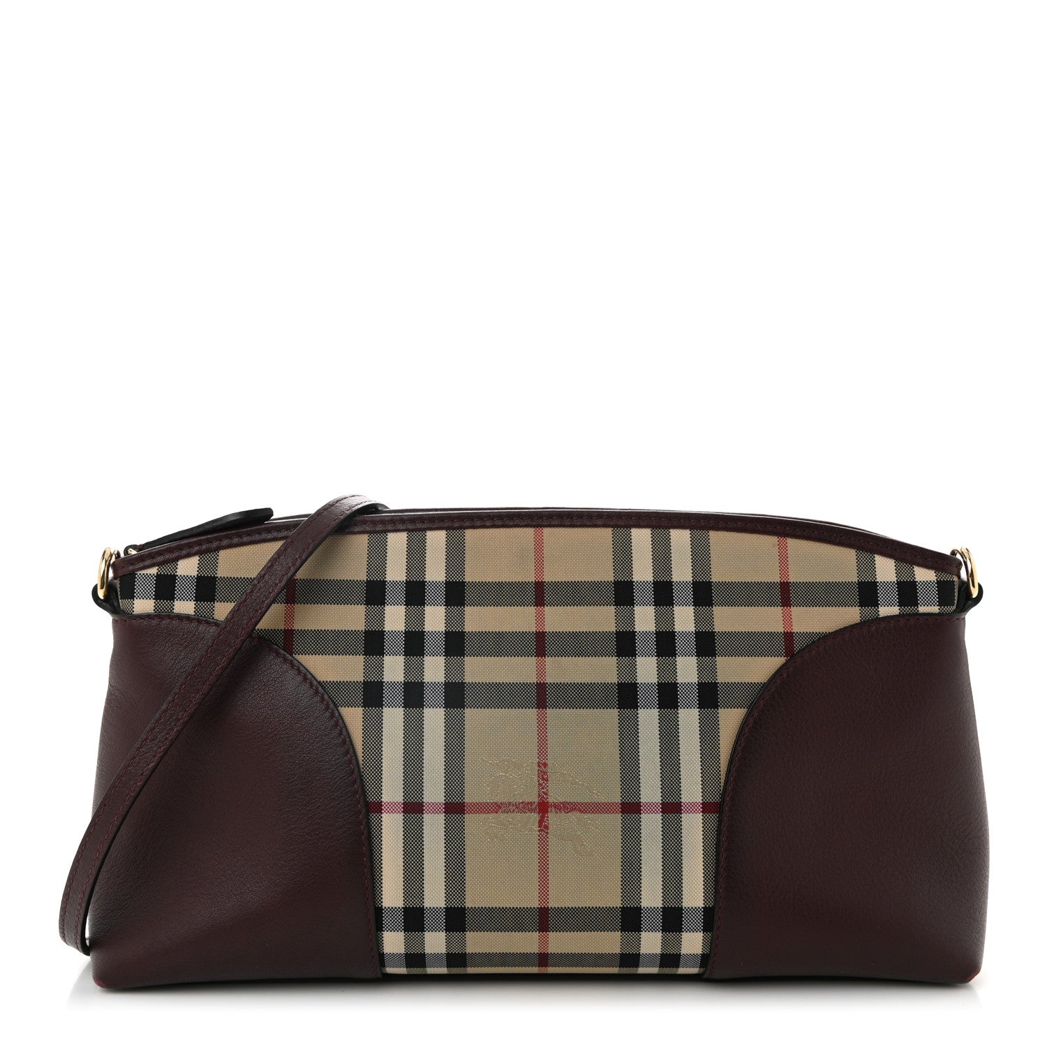 Burberry Horseferry Check Small Chichester Crossbody Clutch Bag Burgundy 1 of 12