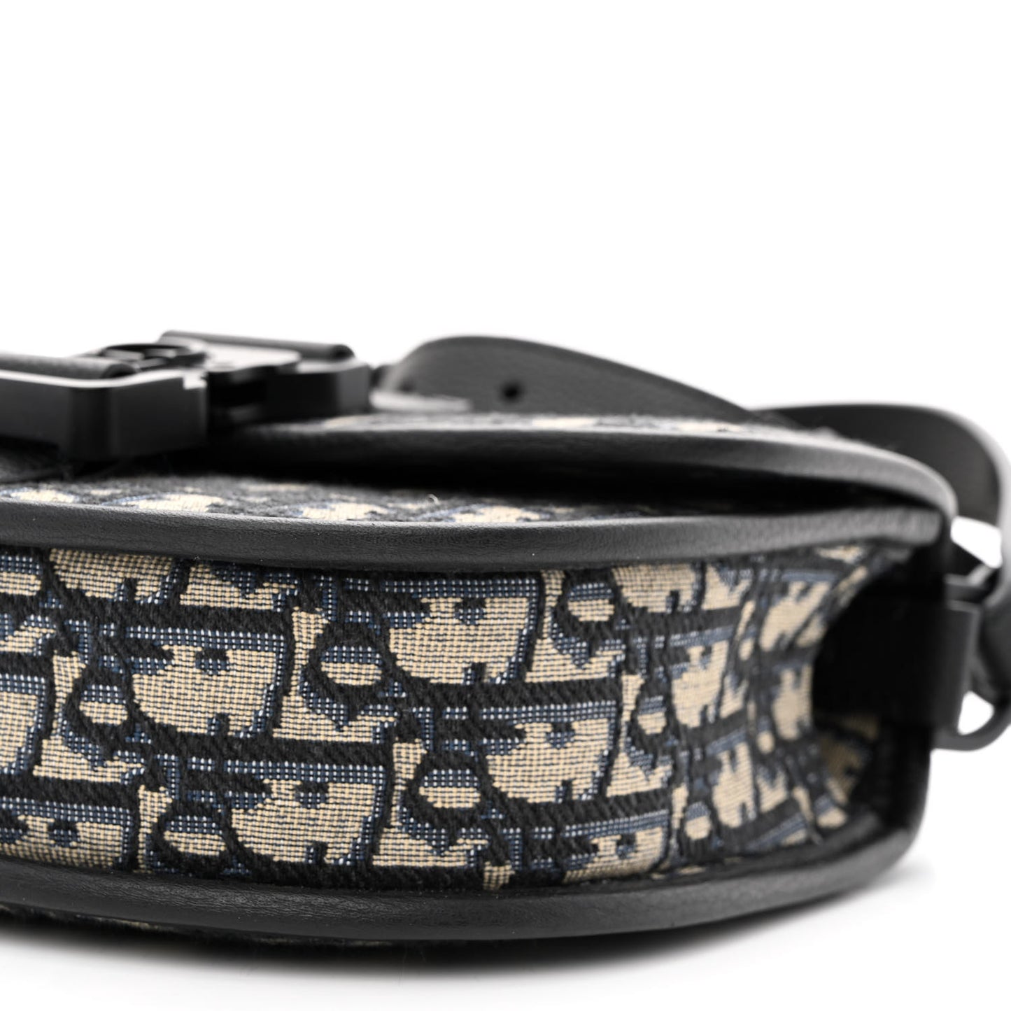 Oblique Grained Calfskin Mini Gallop Bag With Strap Black Beige