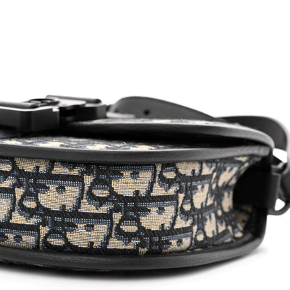 Christian Dior Oblique Grained Calfskin Mini Gallop Bag With Strap Black Beige 10 of 14