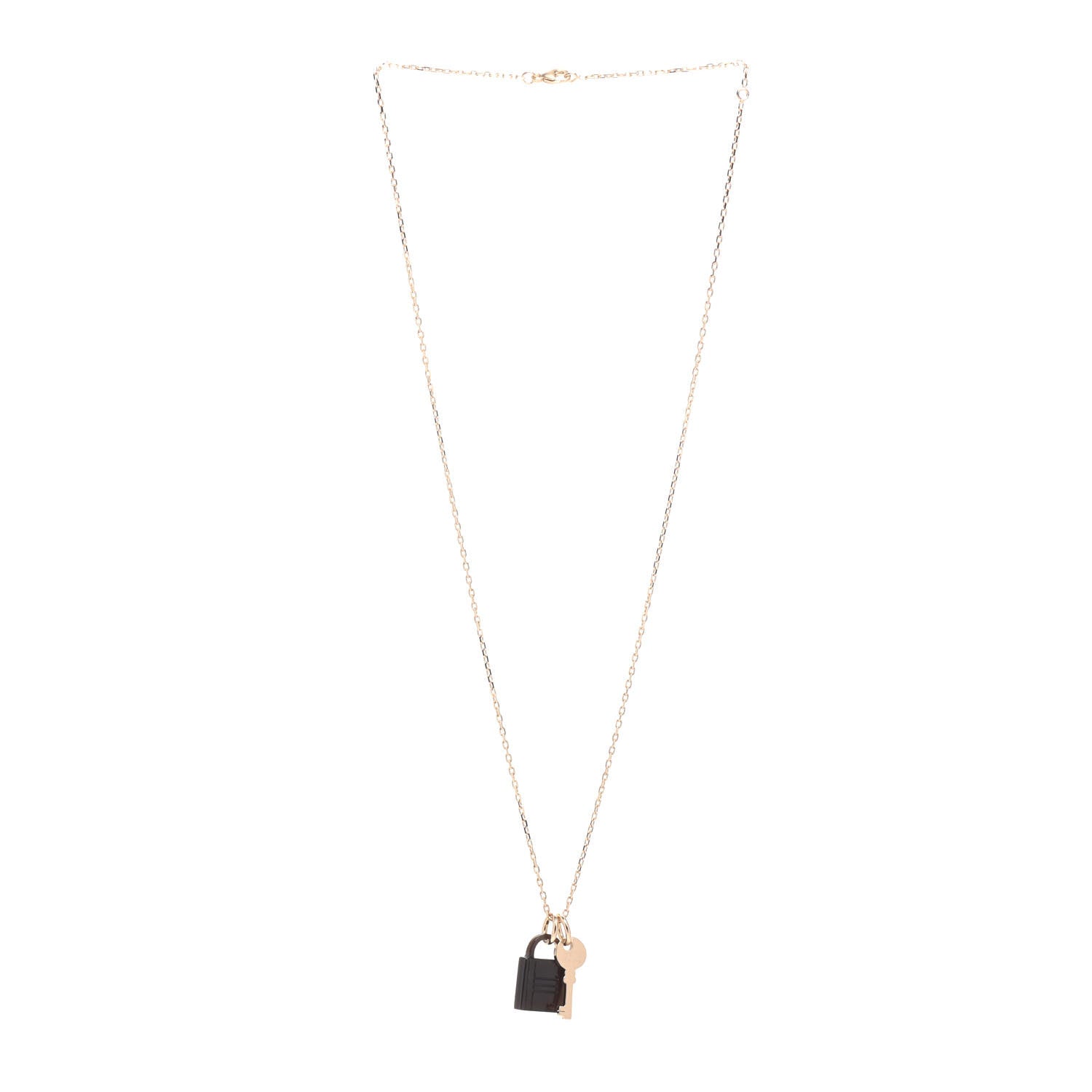 Hermes Permabrass Buffalo Horn Amulette Padlock PM Pendant Necklace 3 of 5