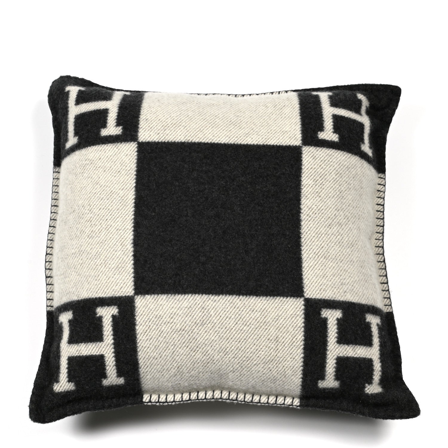 Hermes Wool Cashmere Avalon Pillow PM Ecru Gris Fonce 1 of 3