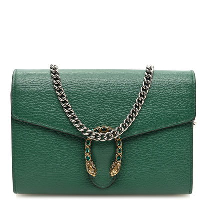 Gucci Calfskin Mini Dionysus Chain Wallet Emerald 1 of 10