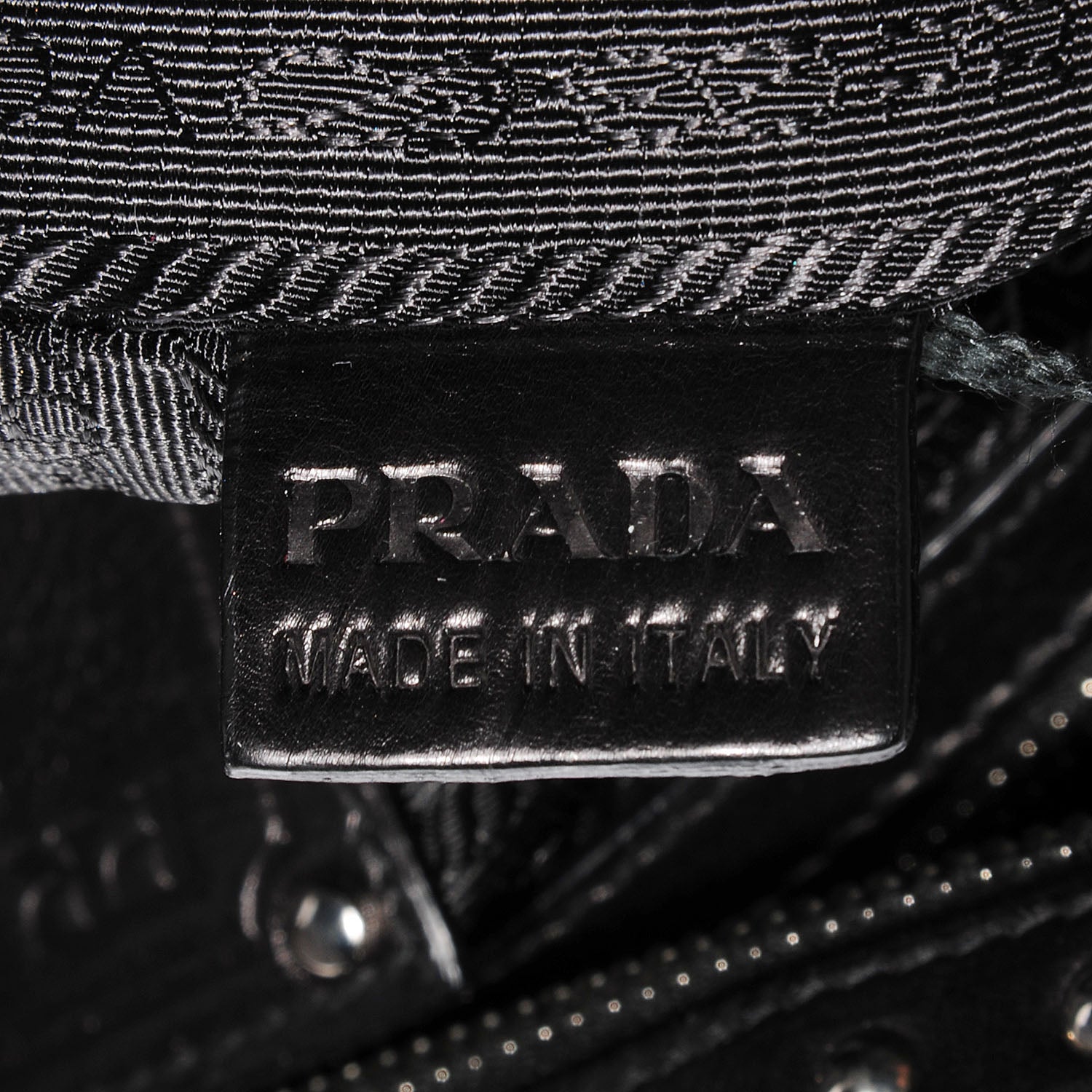 Prada Glace Calf Studded Large Trunk Bag Fumo Black 8 of 11