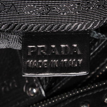 Prada Glace Calf Studded Large Trunk Bag Fumo Black 8 of 11