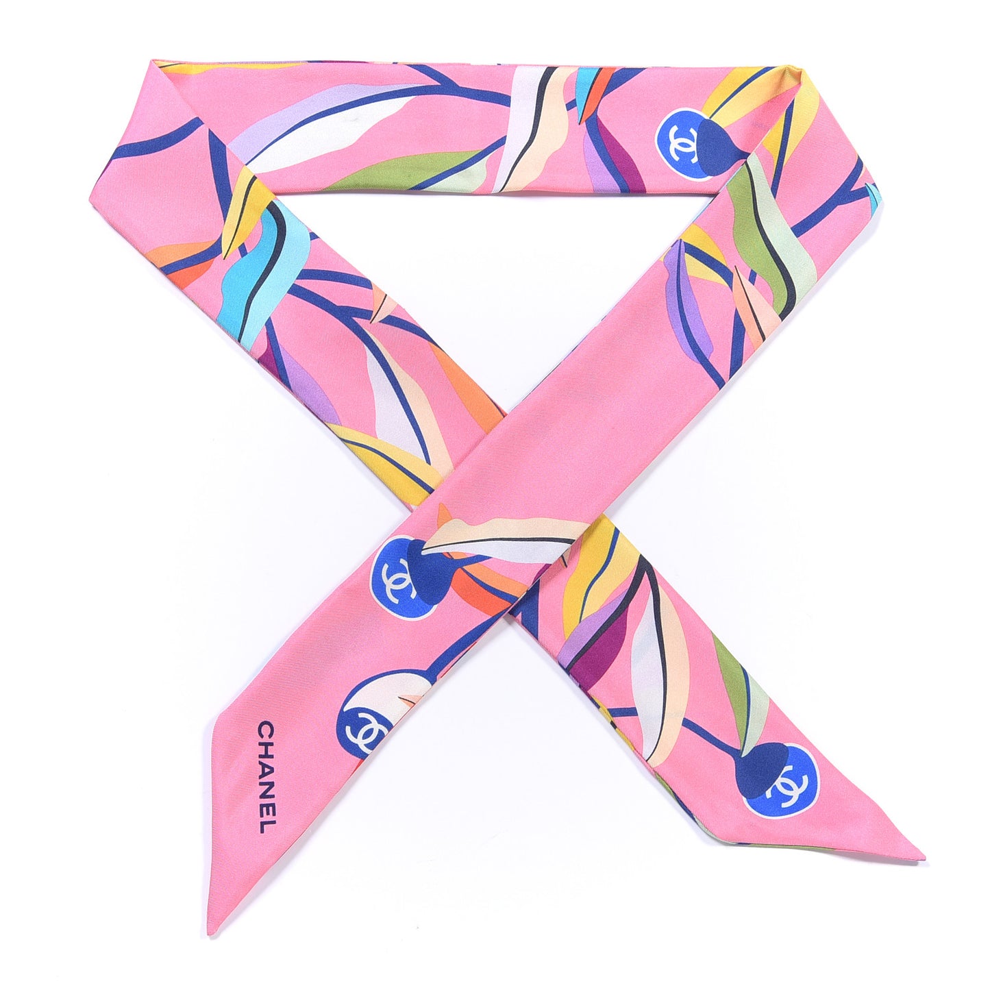 Silk CC Slim Bandeau Scarf Rose