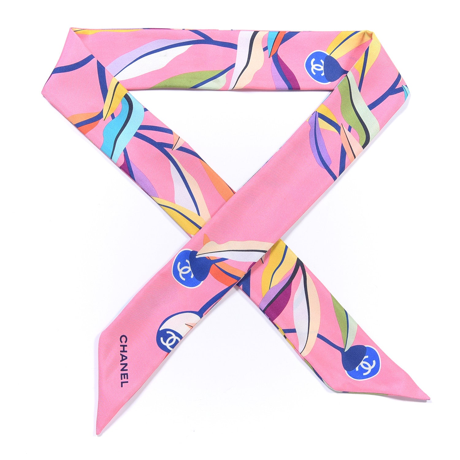 Chanel Silk CC Slim Bandeau Scarf Rose 1 of 3