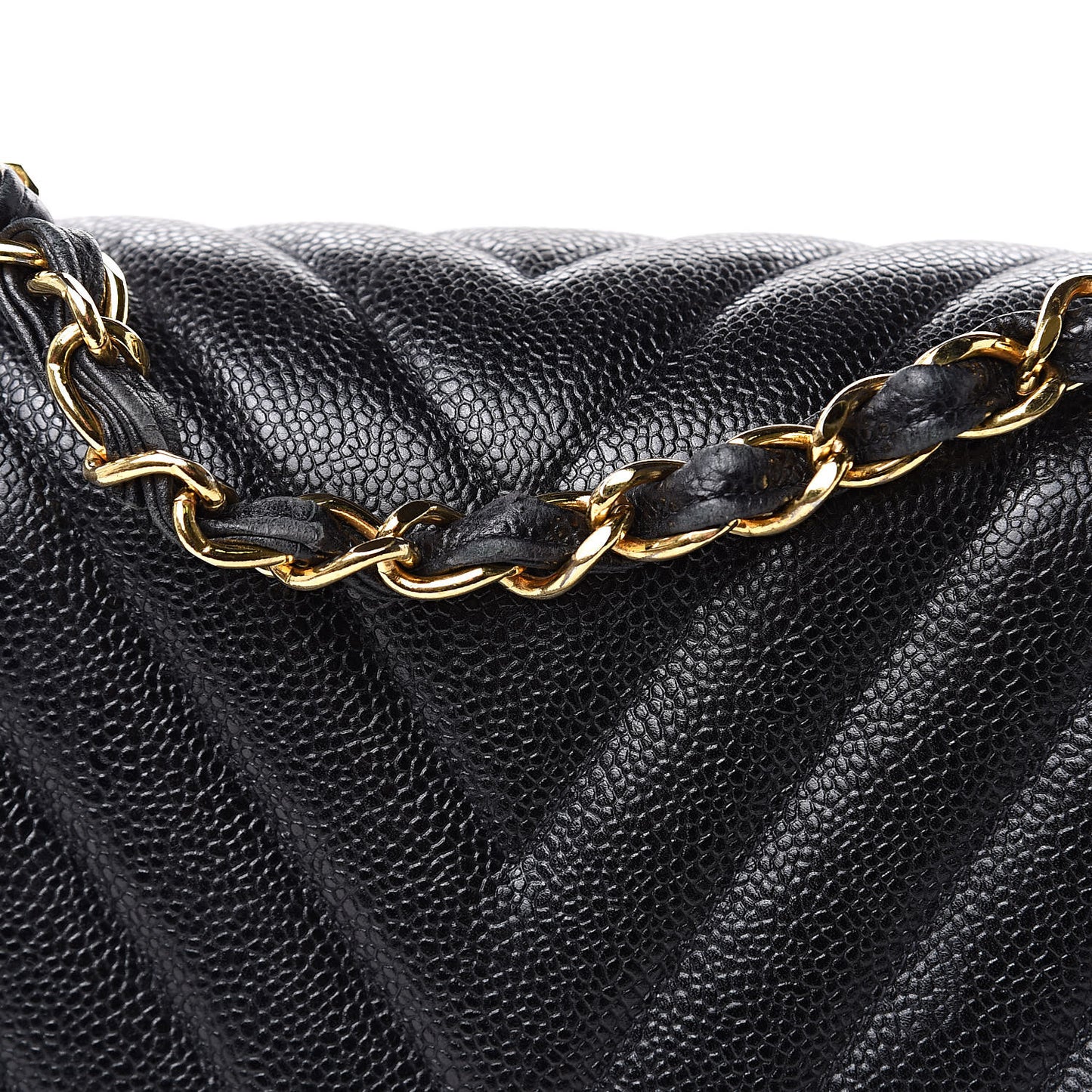 Caviar Chevron Quilted Maxi Single Flap Black