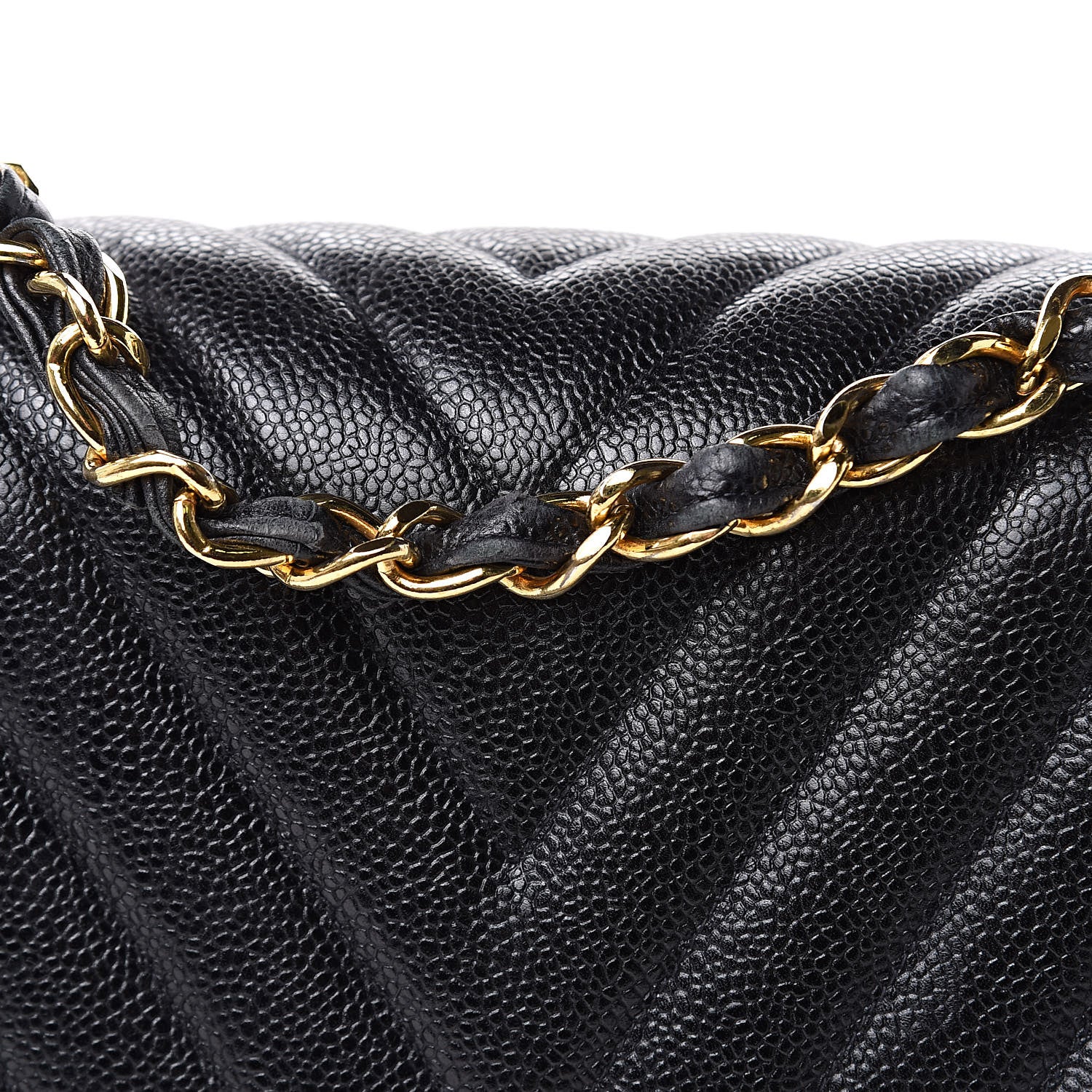 Chanel Caviar Chevron Quilted Maxi Single Flap Black 11 of 14