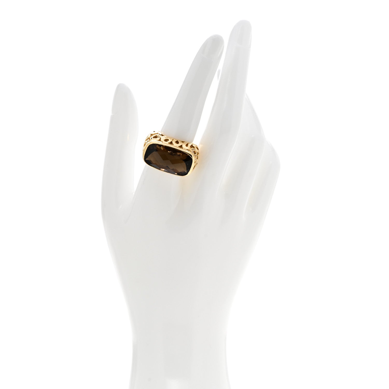 Roberto Coin 18K Yellow Gold Diamond Smokey Quartz Mauresque Ring 57 8 2 of 6