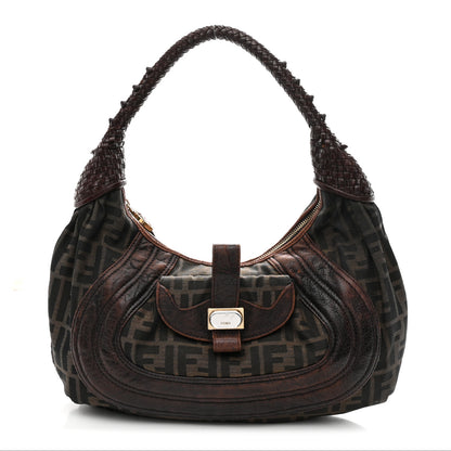Fendi Zucca Nappa Nuvolata Vitello Tortuga Medium Spy Hobo Tobacco Moro 1 of 19