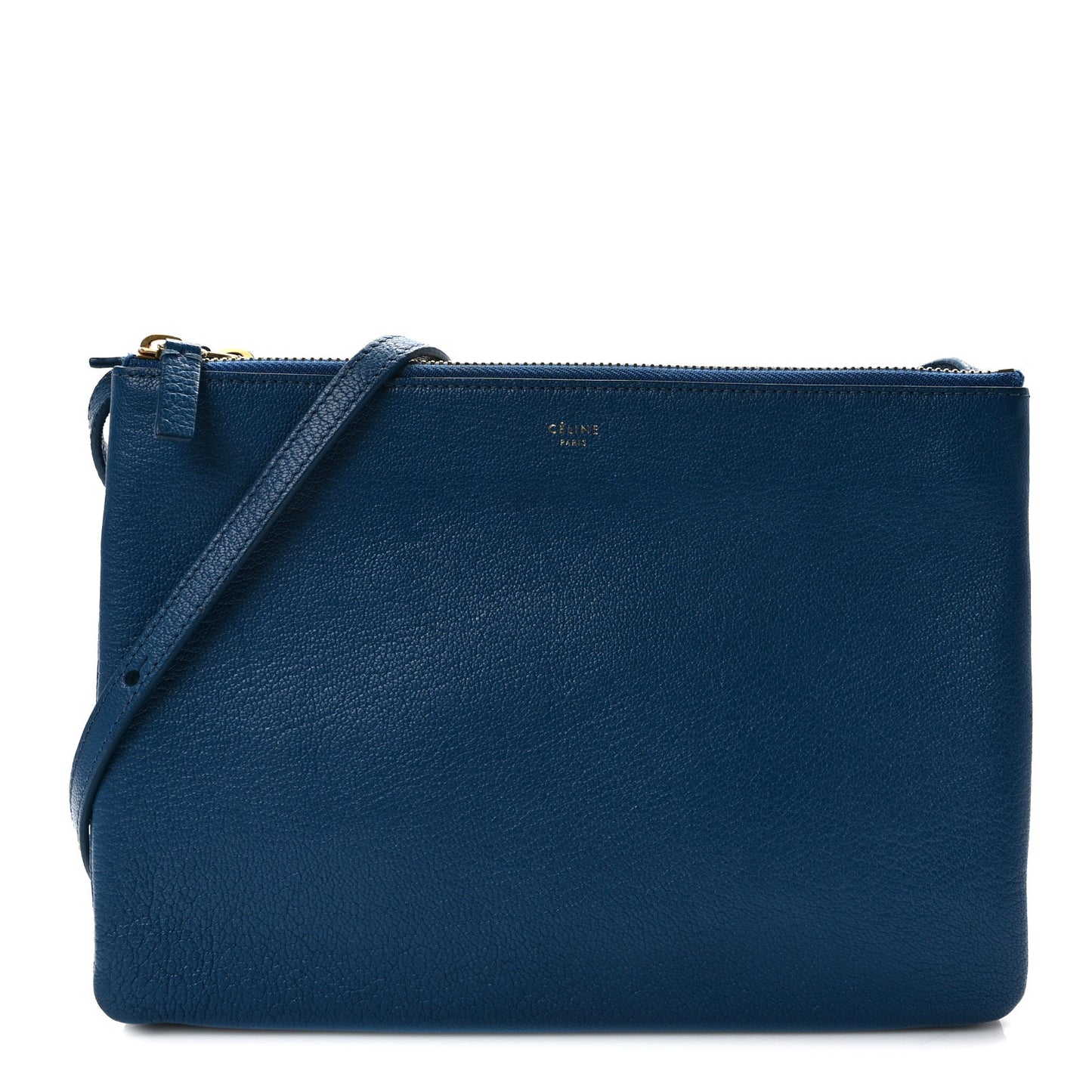 Goatskin Large Trio Crossbody Bag Metallic Blue